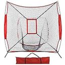 HomGarden 7x7 Baseball/Softball Net Practice Hitting, Pitching, Batting and Catching Training Aids W/Bow Frame, Strike Zone & Carry Bag