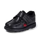 Kickers Boy's Fragma Strap Leather Shoes, Black, 12 UK Child