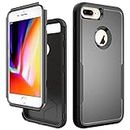 Pirum® Drop Tested Case for Apple iPhone 8 Plus | iPhone 7 Plus 3 Layer Heavy Duty Defender Bumper Hard Pc TPE Shell Full Body Drop Protective Cover - Black