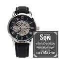 Men's Openwork Wristwatch & Proud of You Message Card Gift for Son