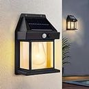 GIGAWATTS Solar Wall Lights Outdoor Motion Sensor Auto Chargeable Exterior LED Sconce Front Porch Security Lamps waterproof for Patio Garden (Pack of 1, Warm Yellow)