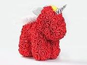 Red Rose Unicorns with Wings Gifts for Girls, Valentine Christmas Birthday Party Decorations, Cute Artificial Flowers Unicorn for Adult and Kids