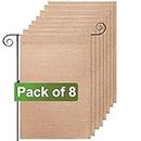 DEAYOU 8 Pack Burlap Garden Flags, 12" x 18" DIY Blank Jute Fall Yard Flags, Personalized Lawn Craft Banners for Outdoor, Patio, Home Custom Decor, Wedding, Housewarming Gift (Burlap Color)