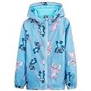 Disney Stitch Girls Raincoat - Waterproof Hooded Jacket for Kids 4-14 Years Fleece Lined - Stitch Gifts for Girls Teens (Blue, 11-12 Years)