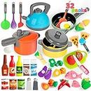 JOYIN 36 Pieces Cooking Pretend Play Toy Kitchen Cookware Playset Including Pots and Pans, Play Food, Cutting Vegetables, Toy Utensils