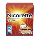 Nicorette 2 mg Nicotine Gum to Help Stop Smoking - Cinnamon Surge Flavored Stop Smoking Aid, 160 Count