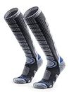 WEIERYA Ski Socks 2 Pairs Pack for Skiing, Snowboarding, Cold Weather, Winter Performance Socks Grey Large