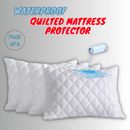 Pack of 4 100% Waterproof Pillow Quilted Zipped Pillow Protectors Covers Cases