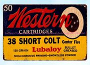 Cartucho occidental 38 Corto Colt munición metal letrero de estaño súper placa de estaño decoración del hogar