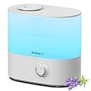 AlohaAir Humidifiers for Room, Cool Mist Top Fill Essential Oil Diffuser, 4.0L Humidifier for Home, Bedroom, Baby, and Plants, 7 Color Lights, Quiet, 360° Nozzle, Auto Shut-Off, (White)