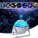 Brikipth Smart Galaxy Projector Bedroom Bedside Lamps, Night Light for Kids Star Gazer Stars Moon Ceiling Starry Sky Projection lamp Home Decor led Lights for Room Cool Gifts Color Changing