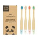 Baby Bamboo Toothbrushes - Extra Soft Bristles - Pack of 4 - Wild and Stone