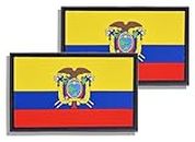 2 Pack PVC Ecuador Ecuadorian Country Flag Patch,PVC Country Flag Hook and Loop Patches for Backpacks Jackets Hat,2x3 Inch.