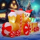 COMIN 9 FT Length Christmas Inflatables Outdoor Decoration Blow Up Gingerbread Man Train with Built-in LEDs for Indoor Yard Garden Lawn Decor
