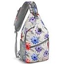 ZOMAKE Sling Bag,Small Crossbody Sling Backpack,Water Resistant Shoulder Bag Anti Thief Daypack(Color Chrysanthemum)