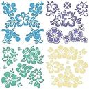 GORGECRAFT 4 Colors Hawaiian Hibiscus Flower Car Decal Laser Car Sticker Sun Protection Reflective Self Adhesive Car Accessories Automotive Exterior Decoration for SUV Laptop