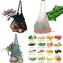 Reusable Grocery Bags Mesh Beach Bag Cotton Net Shopping String Bags (3 Pack)