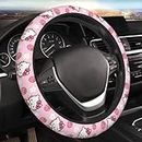 latitele Pink Kitty Cat Car Accessories Cute Strawberry Steering Wheel Cover Women Car Steering Wheel Covers Protector Universal 15 Inch