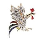 SAZ DEKOR Crystal Rooster Badge Brooch Enamel Corsage Christmas Clothing Accessories