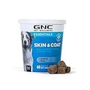 GNC Pets Essentials, Skin & Coat, All Dog 60ct 2.2g Soft Chews | Skin & Coat Soft Chews for Dogs in Bacon Flavor | Dog Supplement with Salmon Oil, Omega Fatty Acids, and EPA & DHA for Skin and Coats