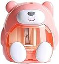 Kunya® Electric Pencil Sharpener for Toddlers, Battery Operated Cute Design Super Point Manual Pencil Sharpener for School Stationary and Gift for Kids (Random Colour) Pack of 1