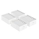 SONGMICS Set of 4 Drawer Organizers, 6-Compartment Closet Organizers, Foldable Wardrobe Clothes Organizers, 16.5 x 11.8 x 6.7 Inches, for Pants, Clothes, Classic White URUS009W04
