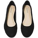 Ataiwee Women's Wide Width Flats Shoes - Casual Comfortable Round Plus Size Ballet Shoes.(1910002-2308,BK/MF,UK8 Wide)