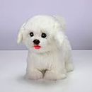 Peluche Interactive Maltese Simulation Dog-Realistic Puppy Electronic Toy Dog with Walking/Barking/Wagging Tail/Talking-Like Real Robotic Present Pet Toy for Girls Boys