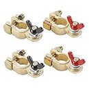YaeMarine 2 Pairs Brass Battery Terminal Top Post, Battery Terminal Connectors for Boat Car RV