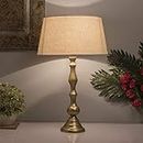 Homesake® Teardrop Gold Brushed Lamp with Beige Shade