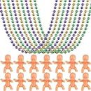 60 Pieces Mardi Gras King Cake Babies Mini Plastic Babies King Cake Baby with 12 Pieces Mardi Gras Assorted Beaded Necklace Mardi Gras Beads for Baking Baby Shower Events and Party Favor Novelty
