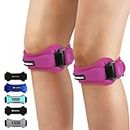CAMBIVO 2 Pack Patella Knee Strap, Adjustable Knee Brace Patellar Tendon Support Band for Running, Hiking, Volleyball, Jumpers Knee (Pink)