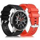 Lerobo [2 Pack] Band Compatible for Samsung Galaxy Watch 3 45mm/Galaxy Watch 46mm Bands/Gear S3 Frontier, 22mm Smart Watch Band Silicone Casual Straps Accessories for Women Men Red Black