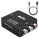 RCA to HDMI Video Converter, Mini RCA Composite AV CVBS 3RCA to HDMI Video Converter Adapter Support PAL NTSC for PC Laptop VCR Xbox PS4 PS3 TV STB VHS Camera DVD
