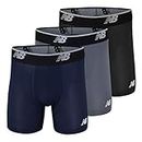 New Balance Men's Mesh 5" No Fly Boxer Brief, Athletic Compression Underwear, Lead/Pigment/Black, 3X-Large