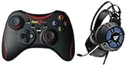 Redgear Cosmo 7,1 USB Gaming Wired Over Ear Headphones (Black) Pro Wireless Gamepad with 2.4GHz Wireless Technology, Integrated Dual Intensity Motor, Illuminated Keys for PC