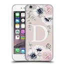 Official Nature Magick Letter D Floral Monogram Pink Flowers Soft Gel Case Compatible for Apple iPhone 6 / iPhone 6s
