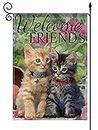 Mid-Night Garden Flag Home Decorative Welcome Cat,Spring Gift Double Sided House Yard Flag,Yard Decorations 12 x 18 inch