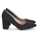 shoes&blues.es 70299-Zapato de Tacon para Mujer, Comodo, Estilo Salon, con Punta Fina, Primavera Verano 2023. Talla 38 Negro