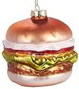 BRUBAKER - Suspension pour Sapin de Noël - Hamburger - Boule en Verre Soufflé - Peinte à la Main - Drôle & Originale - Décoration Arbre de Noël - 9 cm