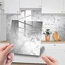 Tile Stickers Grey Marble Stick on Tiles Kitchen Splashback Peel and Stick Floor Tiles 3D Self Adhesive Kitchen Wall Tile Stickers DIY Art Home Decorations(10 Pcs), 10x10cm
