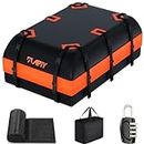 APTY 21 Cubic Feet Car Rooftop Cargo Bag Carrier, Soft Roof Top Luggage Bag for All Vechicles with/Without Racks - with Waterproof Zip, Luggage Lock, Anti-Slip Mat, Storage Bag, Door Hooks