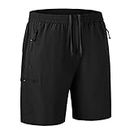 JHMORP Men's Outdoor Hiking Shorts Lightweight Quick Dry Fit Work Fishing Sports Athletic Shorts with Zippered Pockets (Black,CA 3XL)