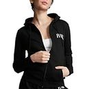 Victoria's Secret PINK Fleece Zip Up Everyday Hoodie, Women's Sweatshirt, Black (L)