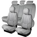 Zone Tech Full Set of 5 Car Seat Covers for Cars, Waterproof Nappa Leather Car Seat Protectors Full Set, Universal Auto Interior Fit for Most Sedans SUV Pick-up Truck Black (Gray)