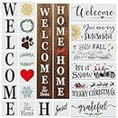 22PCS Large Letter Welcome Stencils for Painting on Wood - Vertical Welcome and Home Sweet Home Stencils - Farmhouse Stencils for Crafts Reusable - Ideal Stencil Templates for Wood Signs & Crafting