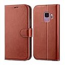 Unirock® Vintage Leather Flip Cover Case for Samsung Galaxy S9| Inner TPU with Card Pockets|Foldable Stand| Magnetic Closure | Wallet Cover for Samsung Galaxy S9-Brown Colour