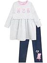 Peppa Pig Girls Dress and Leggings Outfit Set Grey 3-4 Years