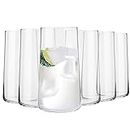 KROSNO Tall Water Juice Drinking Glasses | Set of 6 | 18.3 oz | Avant-Garde Collection | Highball & Tumbler Crystal Glass | Perfect for Home, Restaurants and Parties | Dishwasher Safe