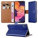 Case for Samsung Galaxy A10 Phone Case, Luxury Leather Magnetic Closure Flip Book Card Holder Wallet Stand View Protective Cover for Galaxy A10 Mobile (Blue)